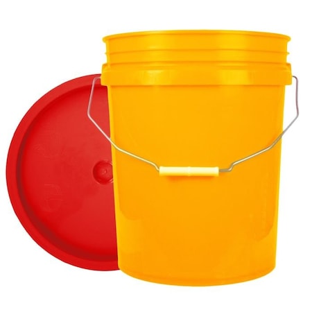 World Enterprises Bucket, 12 in H, Yellow and Red 5YEL,345RED